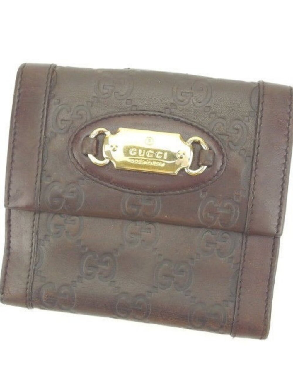 GUCCI Bifold Wallet Brown x Gold Women 145747 Authentic secondhand - Picture 1 of 6